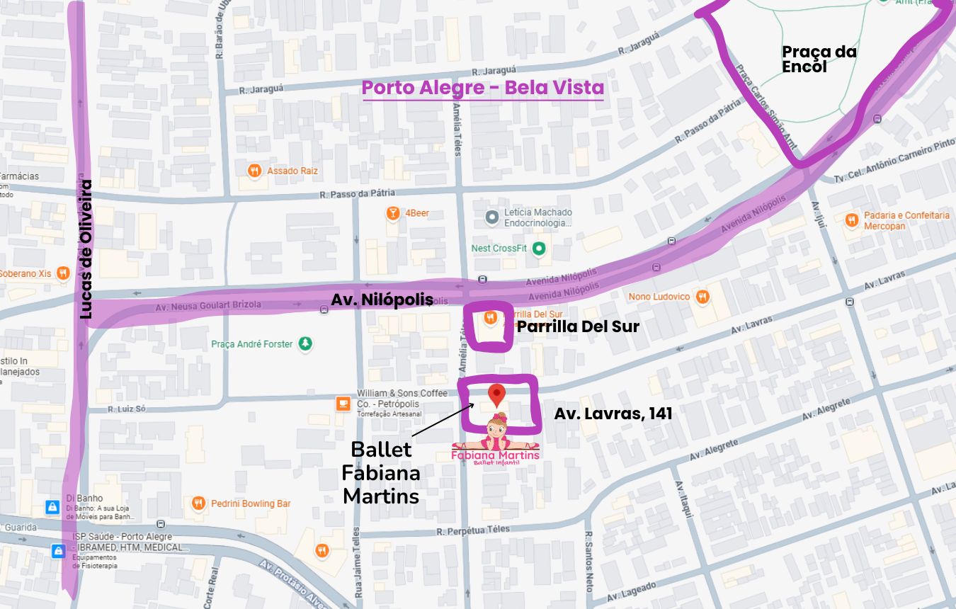 Mapa da localização da sede Bela Vista — próxima à Praça da Encol e Parrilla Del Sur
